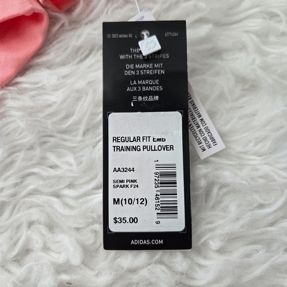adidas Girls' Embroidered Training Lightweight Long Sleeve Pullover. Semi Pink. - Picture 8 of 8
